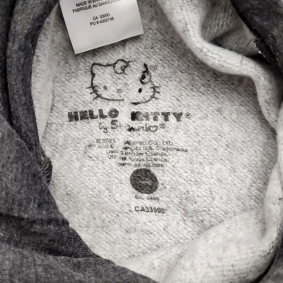 Hello Kitty Pullover Hoodie Heathered Grey Hello Kitty What's Up? Print Sz Small - Picture 6 of 7